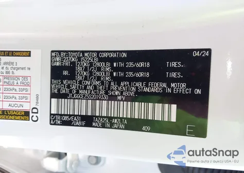 2025 Lexus Nx 350 Premium z USA, uszkodzony, nr VIN JTJGGCEZ5S2019330